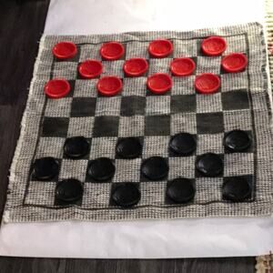 Multiflex Designs Jumbo Checker Game Rug Board Play Set Family Christmas Gift